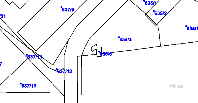 Parcela st. 630/6 v KÚ Všetuly, Katastrální mapa