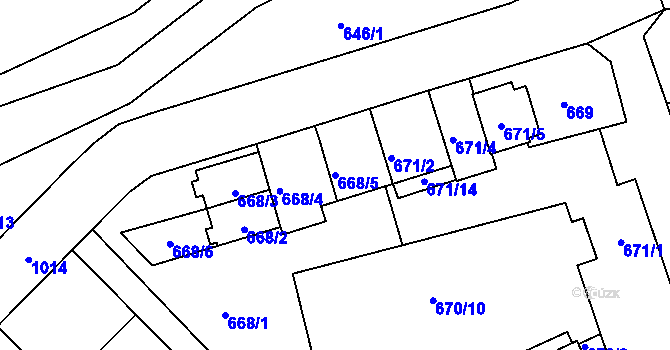 Parcela st. 668/5 v KÚ Všetuly, Katastrální mapa