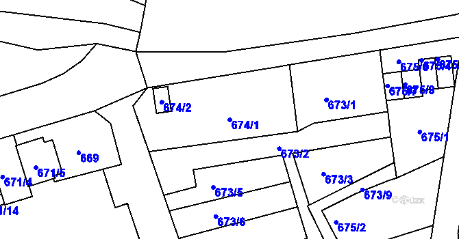 Parcela st. 674/1 v KÚ Všetuly, Katastrální mapa