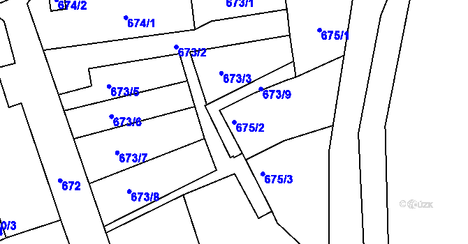 Parcela st. 675/2 v KÚ Všetuly, Katastrální mapa