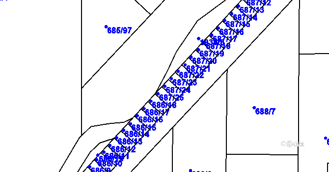 Parcela st. 687/24 v KÚ Všetuly, Katastrální mapa