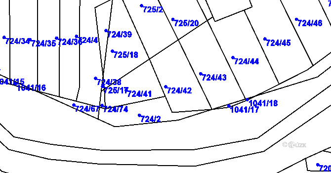 Parcela st. 724/42 v KÚ Všetuly, Katastrální mapa