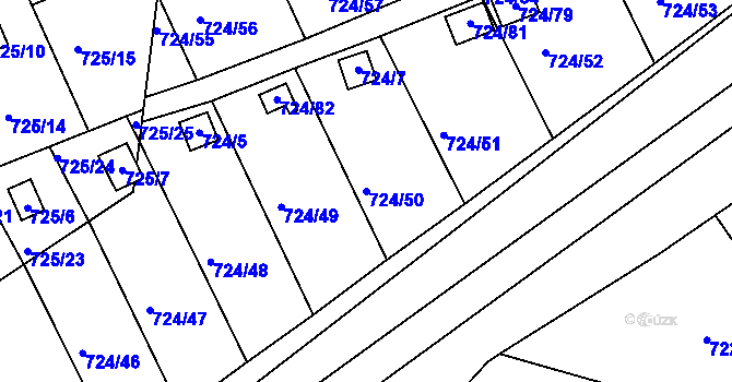 Parcela st. 724/50 v KÚ Všetuly, Katastrální mapa