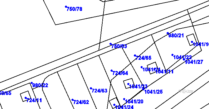 Parcela st. 980/19 v KÚ Všetuly, Katastrální mapa