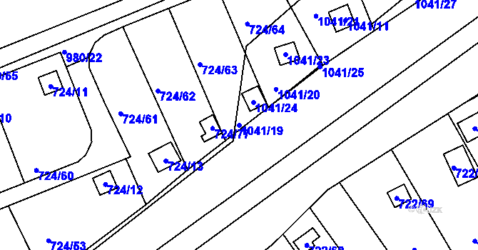 Parcela st. 1041/19 v KÚ Všetuly, Katastrální mapa