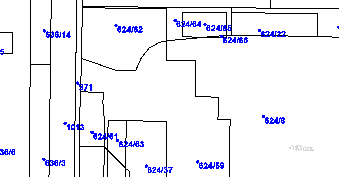 Parcela st. 624/18 v KÚ Všetuly, Katastrální mapa