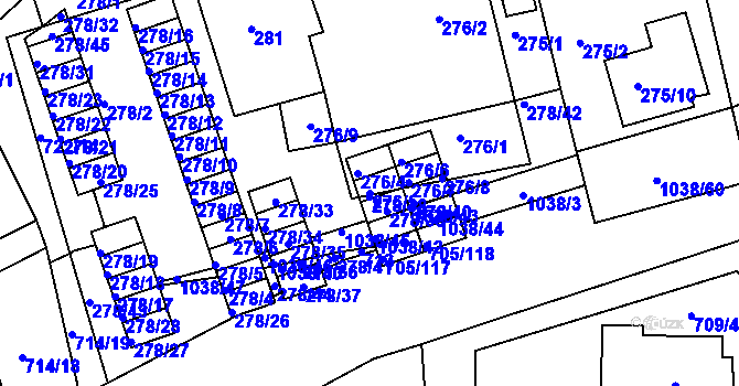 Parcela st. 276/5 v KÚ Všetuly, Katastrální mapa