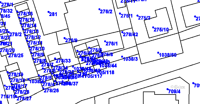 Parcela st. 276/8 v KÚ Všetuly, Katastrální mapa