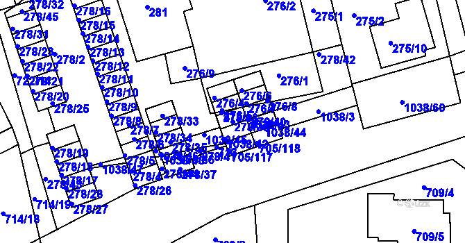 Parcela st. 278/39 v KÚ Všetuly, Katastrální mapa