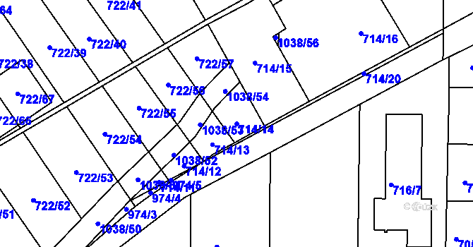 Parcela st. 714/14 v KÚ Všetuly, Katastrální mapa