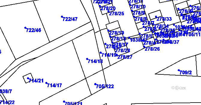 Parcela st. 714/19 v KÚ Všetuly, Katastrální mapa