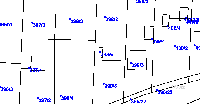 Parcela st. 398/6 v KÚ Všetuly, Katastrální mapa