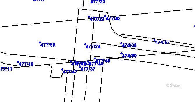 Parcela st. 477/44 v KÚ Všetuly, Katastrální mapa