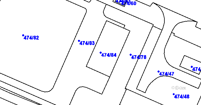 Parcela st. 474/84 v KÚ Všetuly, Katastrální mapa