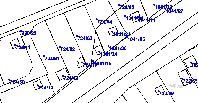 Parcela st. 1041/24 v KÚ Všetuly, Katastrální mapa