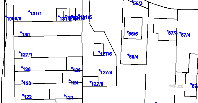 Parcela st. 127/6 v KÚ Všetuly, Katastrální mapa