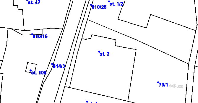 Parcela st. 3 v KÚ Holešovice u Chroustovic, Katastrální mapa