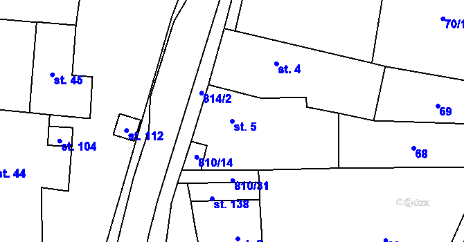 Parcela st. 5 v KÚ Holešovice u Chroustovic, Katastrální mapa