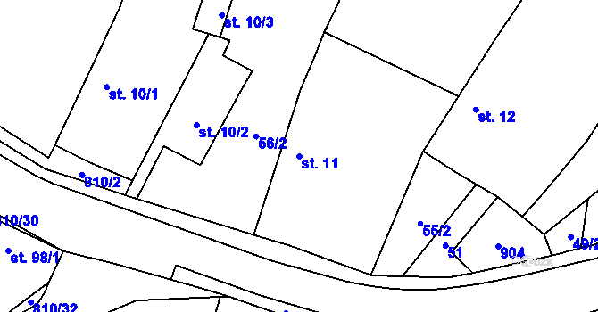 Parcela st. 11 v KÚ Holešovice u Chroustovic, Katastrální mapa