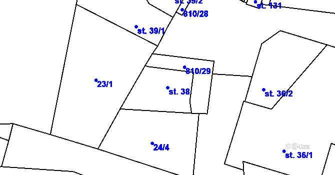 Parcela st. 38 v KÚ Holešovice u Chroustovic, Katastrální mapa