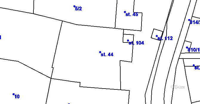 Parcela st. 44 v KÚ Holešovice u Chroustovic, Katastrální mapa