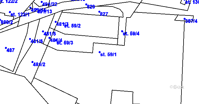 Parcela st. 59/1 v KÚ Holešovice u Chroustovic, Katastrální mapa