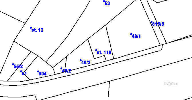 Parcela st. 119 v KÚ Holešovice u Chroustovic, Katastrální mapa