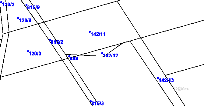 Parcela st. 142/12 v KÚ Holešovice u Chroustovic, Katastrální mapa