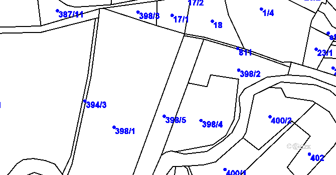 Parcela st. 398 v KÚ Holešovice u Chroustovic, Katastrální mapa