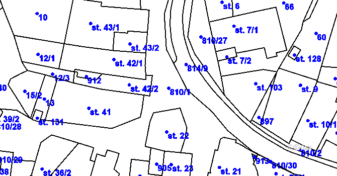 Parcela st. 810/1 v KÚ Holešovice u Chroustovic, Katastrální mapa