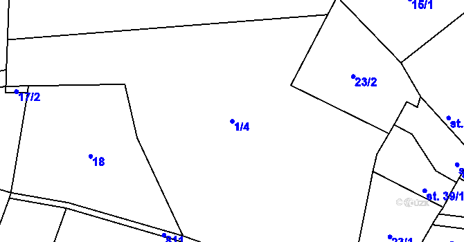 Parcela st. 1/4 v KÚ Holešovice u Chroustovic, Katastrální mapa