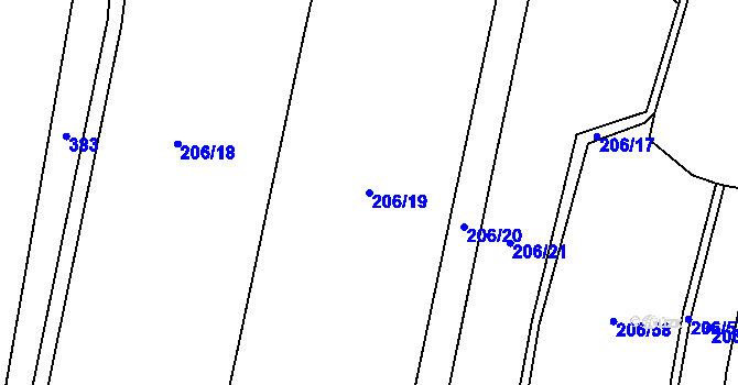 Parcela st. 206/19 v KÚ Holešovice u Chroustovic, Katastrální mapa