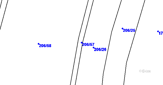Parcela st. 206/57 v KÚ Holešovice u Chroustovic, Katastrální mapa