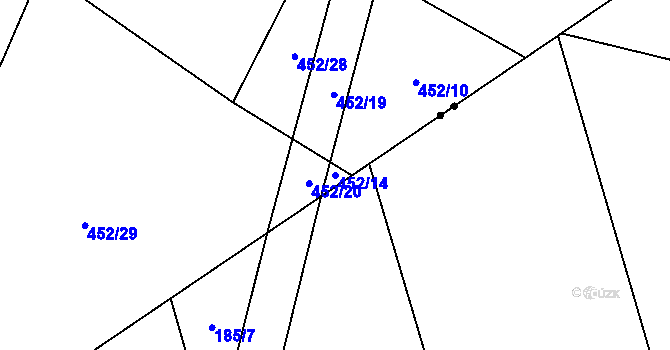 Parcela st. 452/14 v KÚ Holešovice u Chroustovic, Katastrální mapa