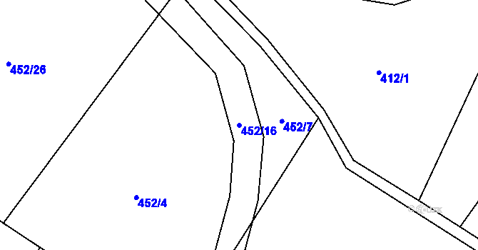 Parcela st. 452/16 v KÚ Holešovice u Chroustovic, Katastrální mapa