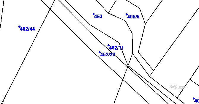 Parcela st. 452/22 v KÚ Holešovice u Chroustovic, Katastrální mapa