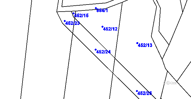 Parcela st. 452/24 v KÚ Holešovice u Chroustovic, Katastrální mapa