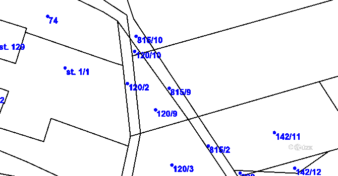 Parcela st. 815/9 v KÚ Holešovice u Chroustovic, Katastrální mapa