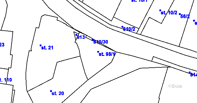 Parcela st. 98/1 v KÚ Holešovice u Chroustovic, Katastrální mapa