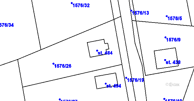 Parcela st. 484 v KÚ Dolní Holetín, Katastrální mapa