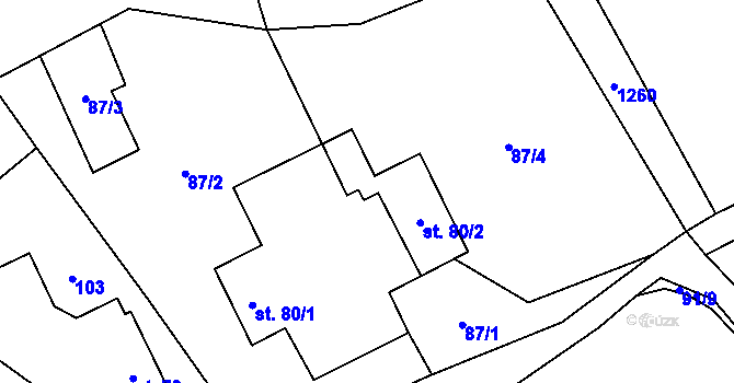 Parcela st. 80/3 v KÚ Dolní Holetín, Katastrální mapa
