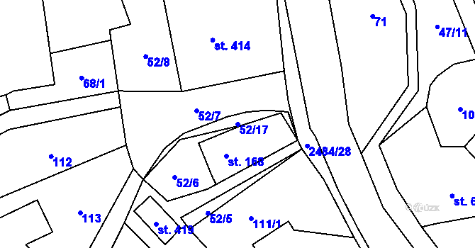 Parcela st. 52/17 v KÚ Dolní Holetín, Katastrální mapa