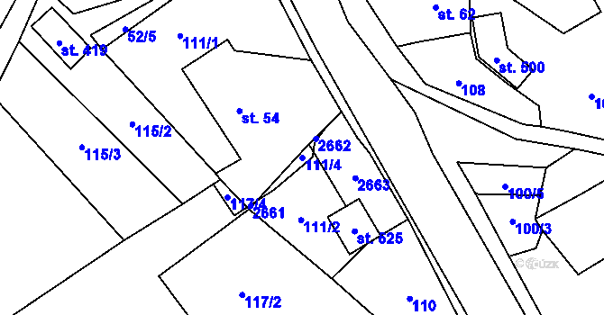 Parcela st. 111/4 v KÚ Dolní Holetín, Katastrální mapa