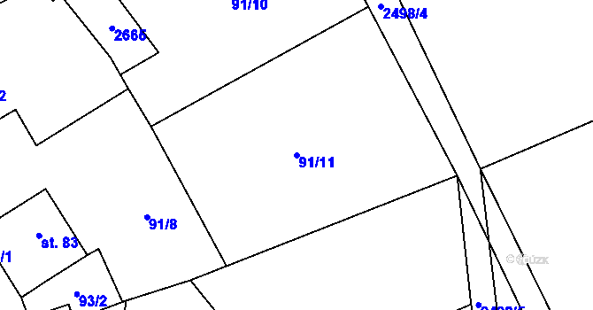 Parcela st. 91/11 v KÚ Dolní Holetín, Katastrální mapa