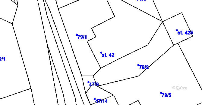 Parcela st. 42 v KÚ Dolní Holetín, Katastrální mapa