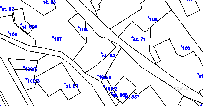 Parcela st. 64 v KÚ Dolní Holetín, Katastrální mapa