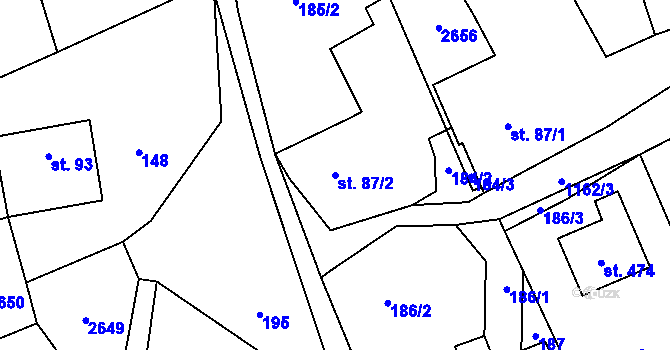 Parcela st. 87/2 v KÚ Dolní Holetín, Katastrální mapa