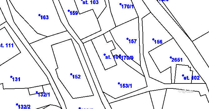 Parcela st. 101 v KÚ Dolní Holetín, Katastrální mapa