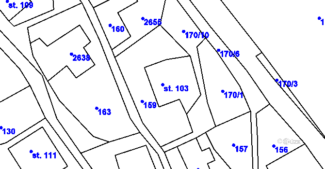 Parcela st. 103 v KÚ Dolní Holetín, Katastrální mapa
