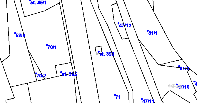 Parcela st. 393 v KÚ Dolní Holetín, Katastrální mapa